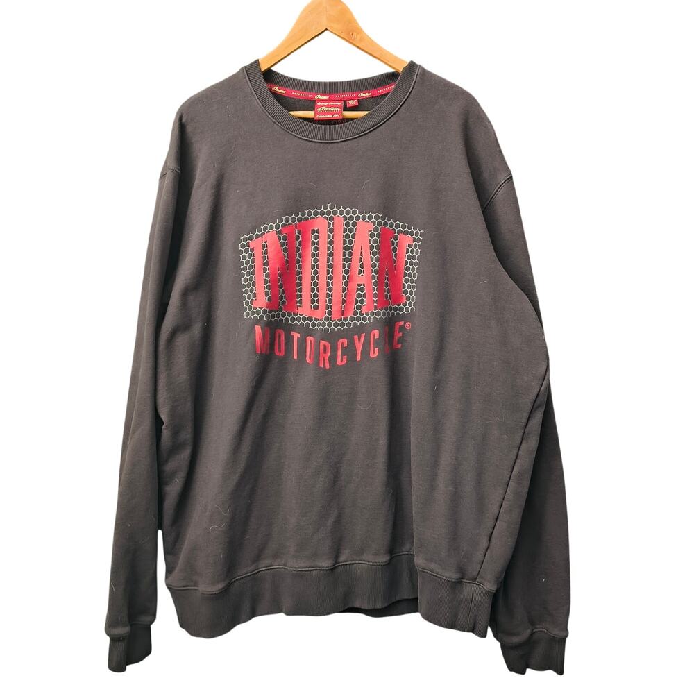 Genuine Indian Motorcycle Men's Pull-Over Sweatshirt Shield Logo Blackish-Gray